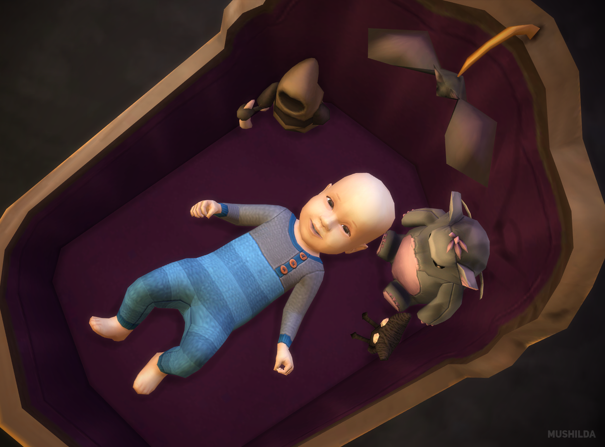 Mushilda's tweet photo. Fitting onesies for vampire baby 💜 2/2
#TheSims4NiftyKnitting #TheSims4Vampire 
@TheSims #TheSims4 #ShowUsYourSims https://t.co/BLFOP8q5Nw