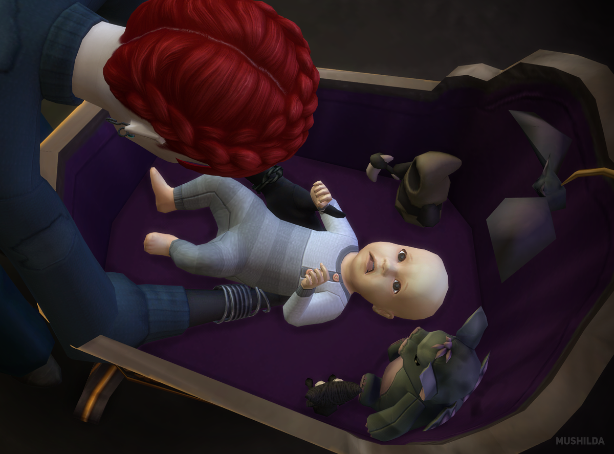 Mushilda's tweet photo. Fitting onesies for vampire baby 💜 2/2
#TheSims4NiftyKnitting #TheSims4Vampire 
@TheSims #TheSims4 #ShowUsYourSims https://t.co/BLFOP8q5Nw