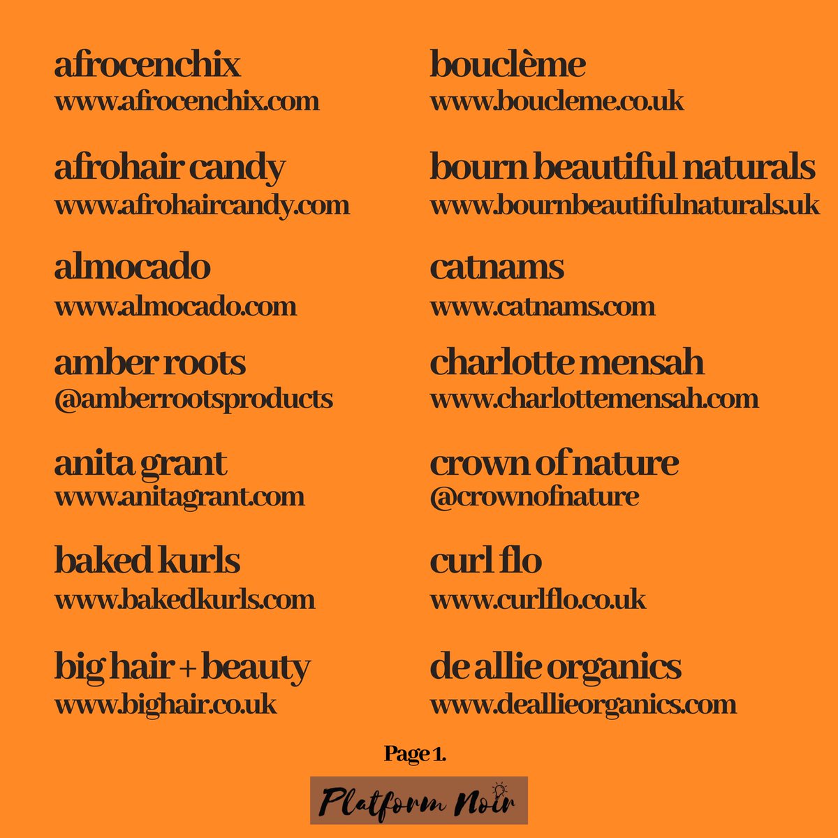 platformnoir's tweet photo. A compiled A-Z list of 55 UK Black Owned Businesses that sell Natural Hair Products

Many of these products are organic &amp; are hence void of harmful ingredients🤎✨ https://t.co/cbdxKAqPDE