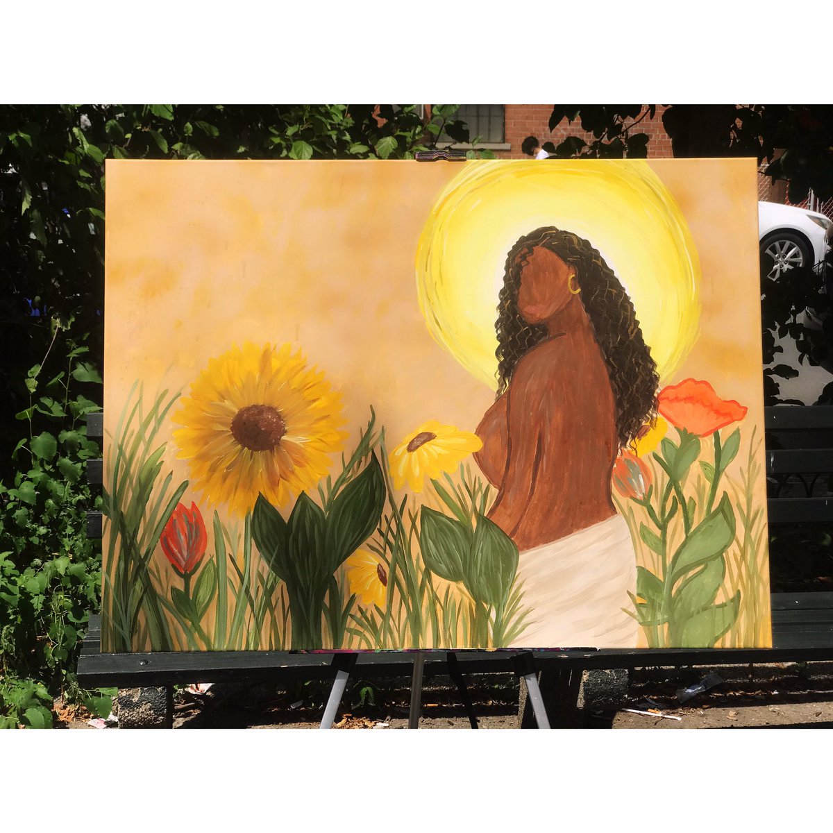 heytherepilar's tweet photo. Looking at her like a proud mama🤭💛💕 Thank you too @society6 and Niasia for being my muse 🥺🤍☀️ #Afrolatina #IPaintedThat #Oshun #Ase #Sunflower #Painting https://t.co/1pczzt5S9U