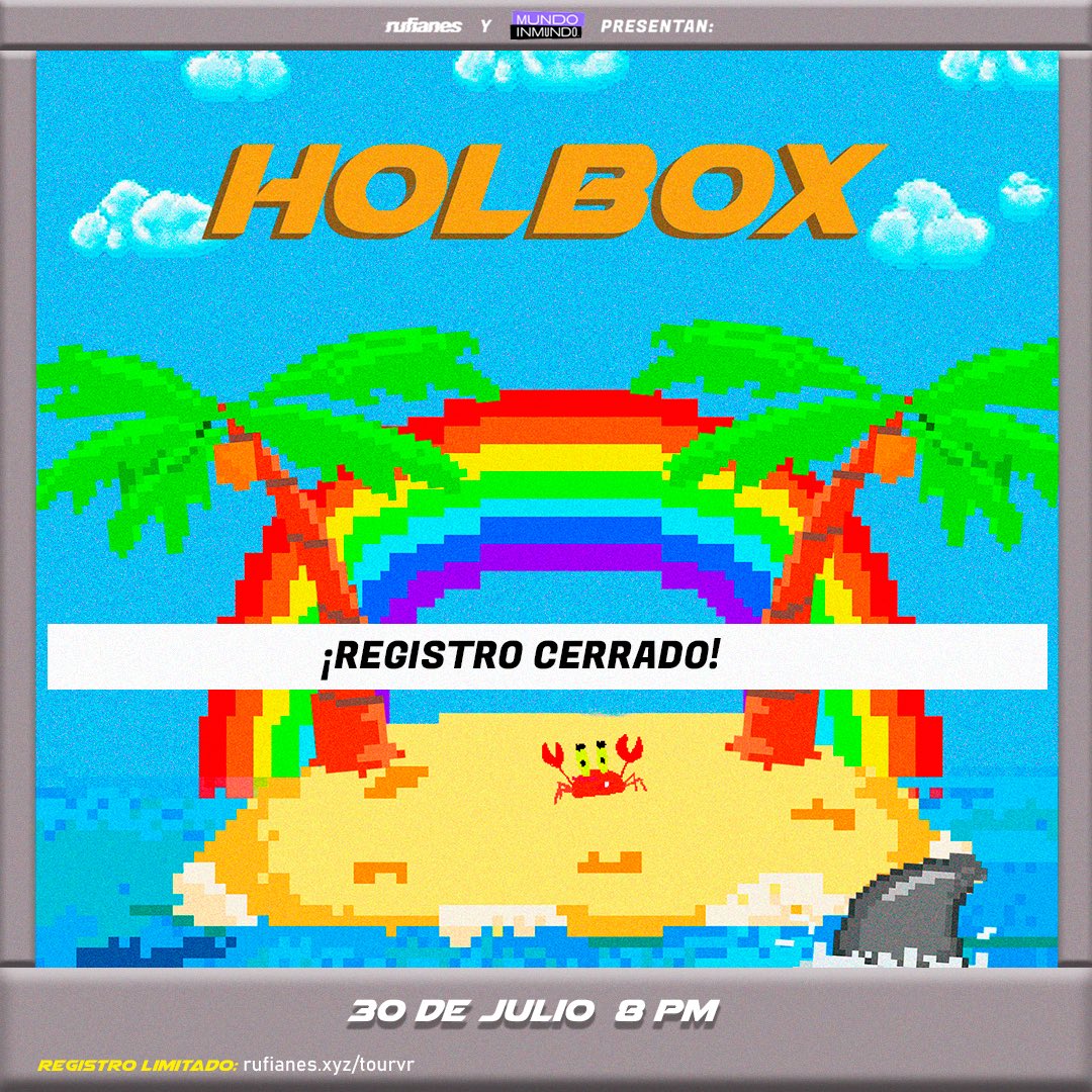 rufianeslabel's tweet photo. ¡Cerramos el registro para #HolboxVR! 🏝
Gracias por registrarse para el segundo concierto del #TourVR, recuerden que también pueden ver el stream del show a las 8 pm por nuestro canal de YouTube: https://t.co/SkKArQJHOL 🌈 https://t.co/DqlpOgPM9T