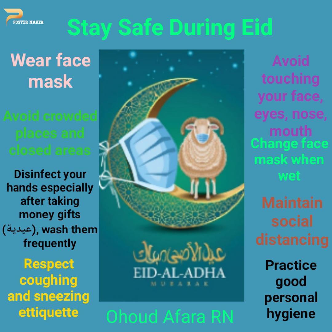 AfaraOhoud's tweet photo. #DreadedCOVID_19 may have challenged Muslims' ability to gather in Al Adha Eid, but they still have hope that they will be able to maintain a meaningful spirit of Eid #Adha2020 #StaySafeStayHealthy @Hhhsinfo @monamajzoub @DidiSaleh10 https://t.co/gkFP14Kivb
