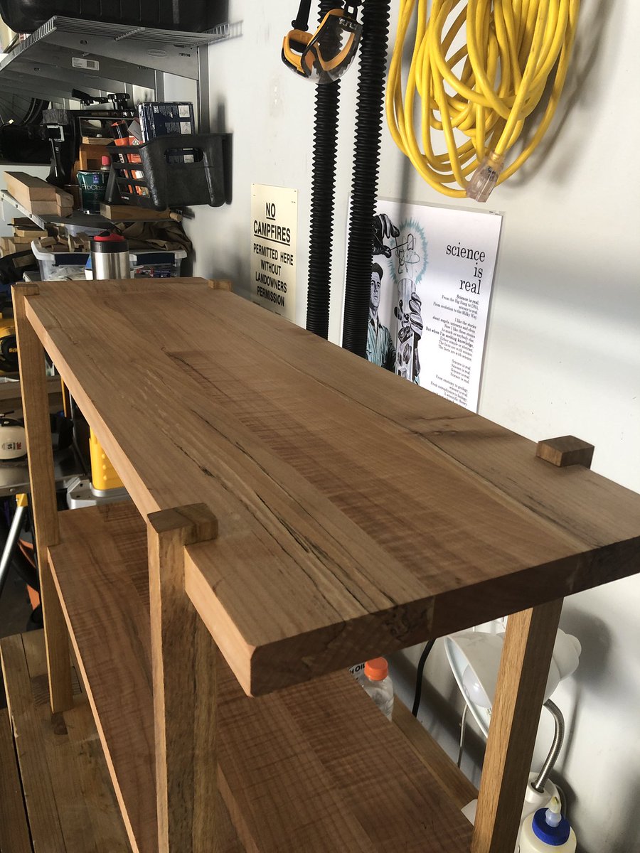 kaetzel's tweet image. Finally done. Sanded, Danish oil, lots of anger. It’s ready to go inside! #woodworking #covidprojects