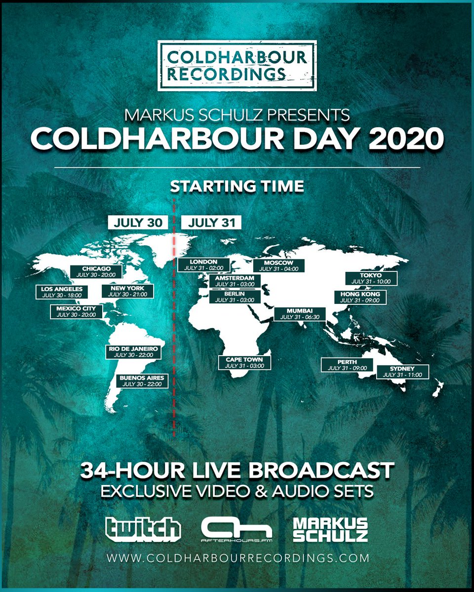 In just a few hours the annual #ColdharbourDay festivities kick off. An incredible 34hrs of exclusive sets streamed live on twitch.tv/coldharbour and ah.fm  

My set time is 11pm PST / 2am EST / 7am BST / 8am CET

🙌🎧🔥