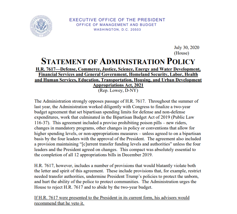 OMB Statement of Administration Policy *Update*: H.R. 7617 → whitehouse.gov/wp-content/upl…