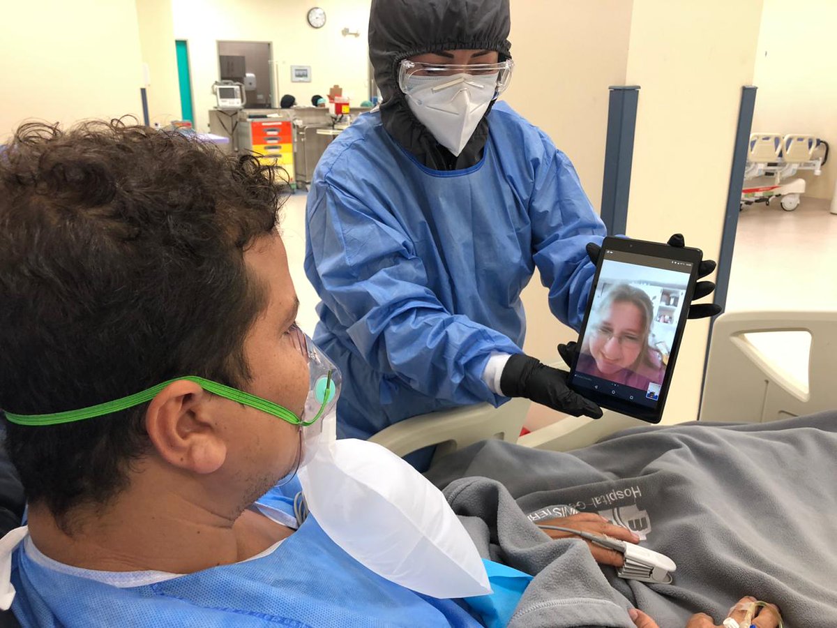 HGMonteSinai's tweet photo. En el @HGMonteSinai comprendemos la importancia del acompañamiento familiar en los procesos de recuperación de pacientes afectados por el #Covid_19. A través de videollamadas fortalecemos los lazos de amor y esperanza para vencer en esta dura batalla. #EspérameEnCasa https://t.co/4oLdhlKAfu