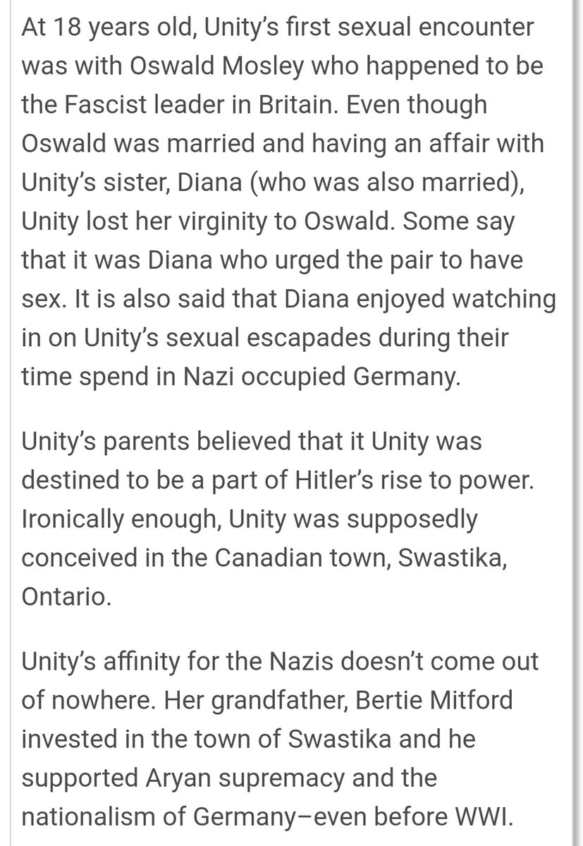 I digress. Diana had a sister, Unity. Unity lost her virginity to Oswald, even though Diana was his mistress . Apparently Diana encouraged it and used to watch.More on Unitys sexcapades  https://www.warhistoryonline.com/war-articles/the-sordid-life-of-hitlers-valkryie-unity-mitford.html