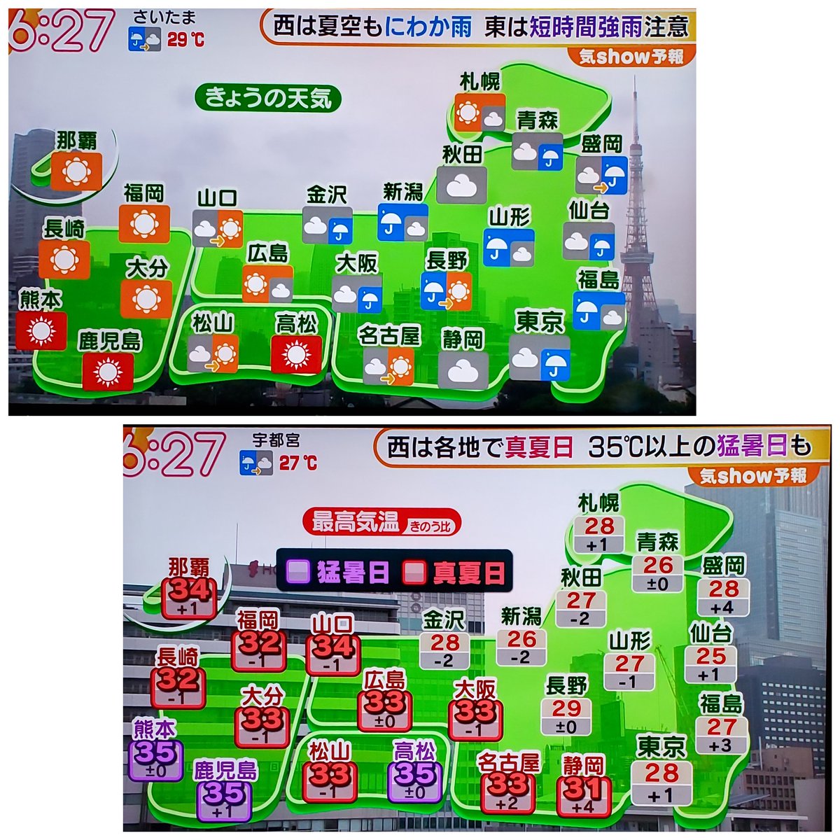 Yagi على تويتر おはようございます 全国の天気 おなじく 熱中症情報 天気図 熱中症警戒レベル 雨予想 初雷確率 関東と東京の天気 全国と東京の週間予報 7月最後で金曜日 熱中症と雷 にお気をつけて 7 31 金 T Co