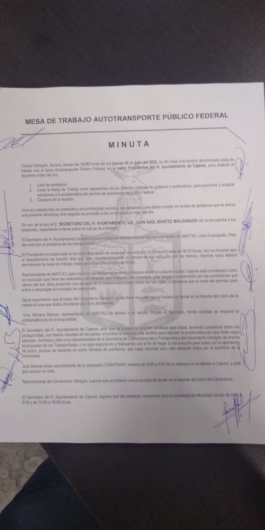 El día de hoy AMOTAC logró un acuerdo con las autoridades de la SCT y ciudad Obregon
Se abrirán unas ventanas durante el día para que nuestros vehículos puedan pasar por la Av. Sufragio y Jalisco

6 A 8 AM
12 A 2 PM
 6 A 8 PM

En breve daremos más información. 

Una más búfalos