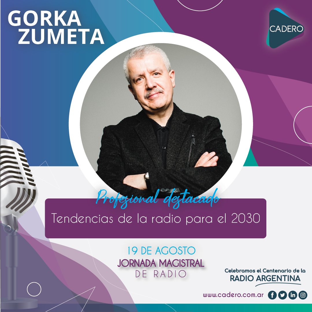 CaderoOK's tweet photo. #JornadaMagistraldeRadio En el bloque de #Tendencias reflexionaremos sobre el futuro de la radio, potencialidades, experiencias innovadoras y tendencias en publicidad.

#CADEROEnELCentenarioDeLaRadio
Inscripciones e información aquí: 
https://t.co/7i0vNlUCfi

#EventosOnline https://t.co/SLq8YNYvm8