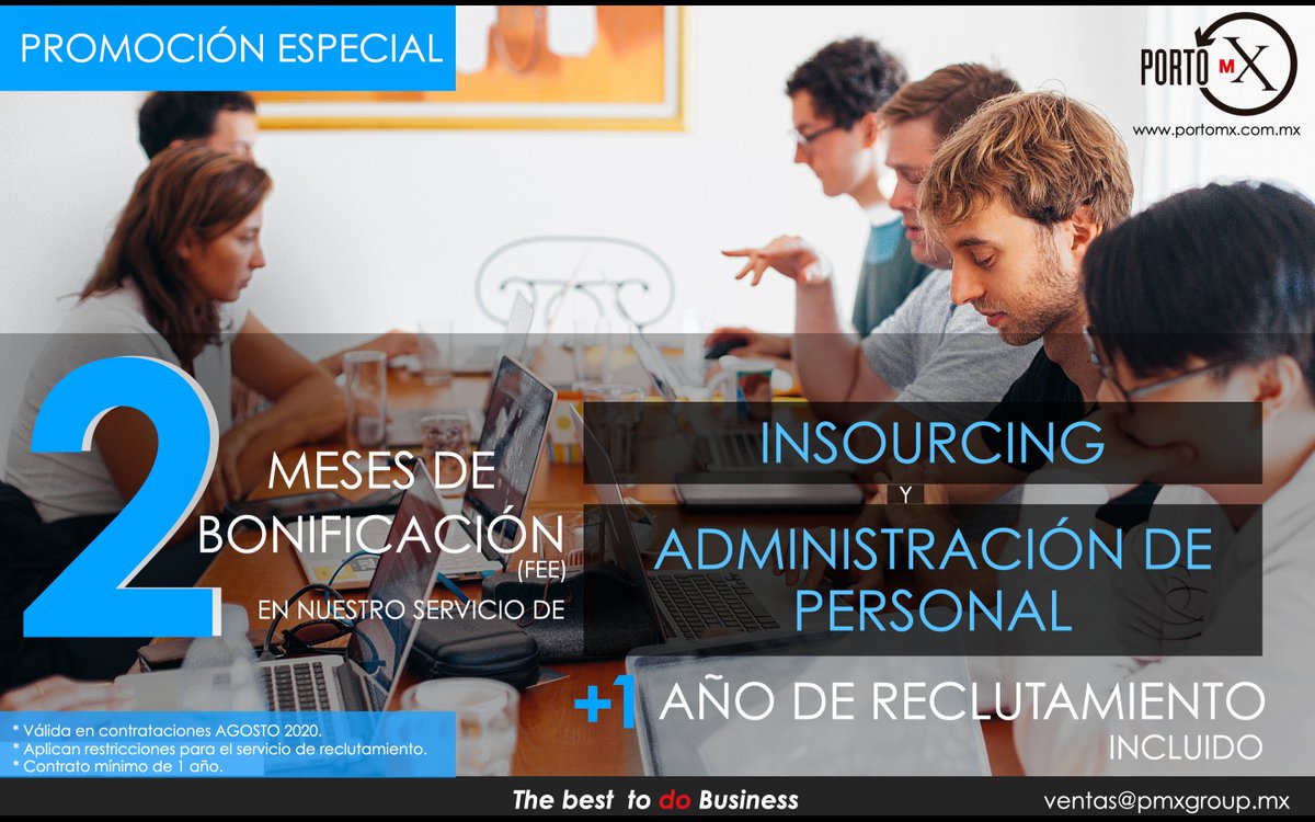PortoMx's tweet photo. Por tiempo limitado aprovecha 2 meses de bonificación de fee de nuestro servicio de INSOURCING y ADMINISTRACIÓN DE PERSONAL por el mes de agosto. Obtendrás un beneficio en tu área de RRHH.

ventas@pmxgroup.mx

https://t.co/Q2aEcZmznA

#PortoMx #RenuevaTuEmpresa #RRHHMéxico https://t.co/tIJxmSLQJH