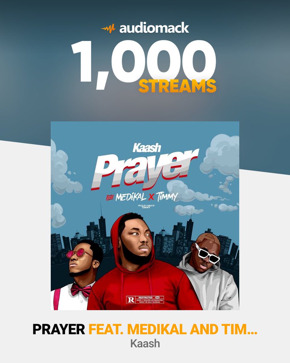 realkaash's tweet photo. Prayer 🙏 Just hit 1k streams on @audiomack @audiomackafrica #audiomacktrending Thanks to everyone streaming https://t.co/AjnbiutLMa