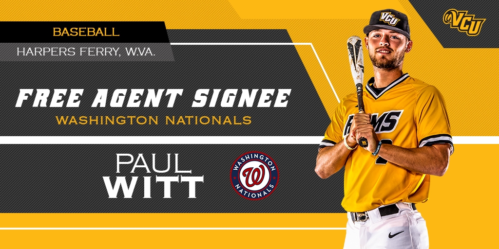 VCU Baseball (@vcubaseball) on Twitter photo 🚨 BREAKING NEWS 🚨
Paul Witt has signed a free agent contract with the <a href="/Nationals/">Washington Nationals</a>! Congrats Paul!
#LetsGoVCU #ThisIsRamNation 🚨 BREAKING NEWS 🚨
Paul Witt has signed a free agent contract with the <a href="/Nationals/">Washington Nationals</a>! Congrats Paul!
#LetsGoVCU #ThisIsRamNation