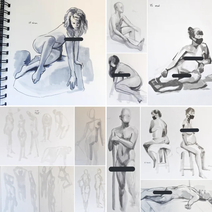 Did a bit of life drawing last month with #copicmarkers that I forgot to share.

Nothing else gives me the same skill level reality check like drawing the human body. ? It's an eternal challenge and I really need to work on my faces, but I hope you guys like them! 