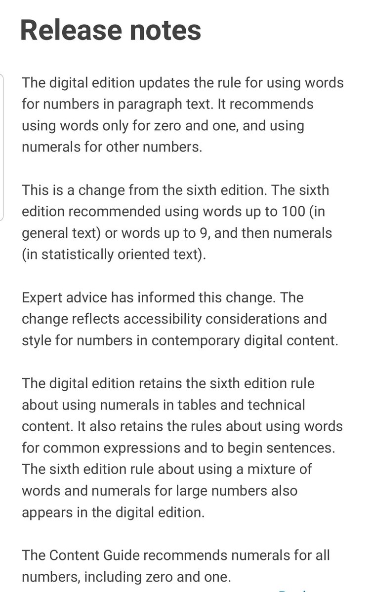 For those upset about the APS Style Manual's approach to numbers (which recommends using numerals for ‘2’ and above) it takes into account accessibility considerations (plus there are exemptions) stylemanual.gov.au/style-rules-an…