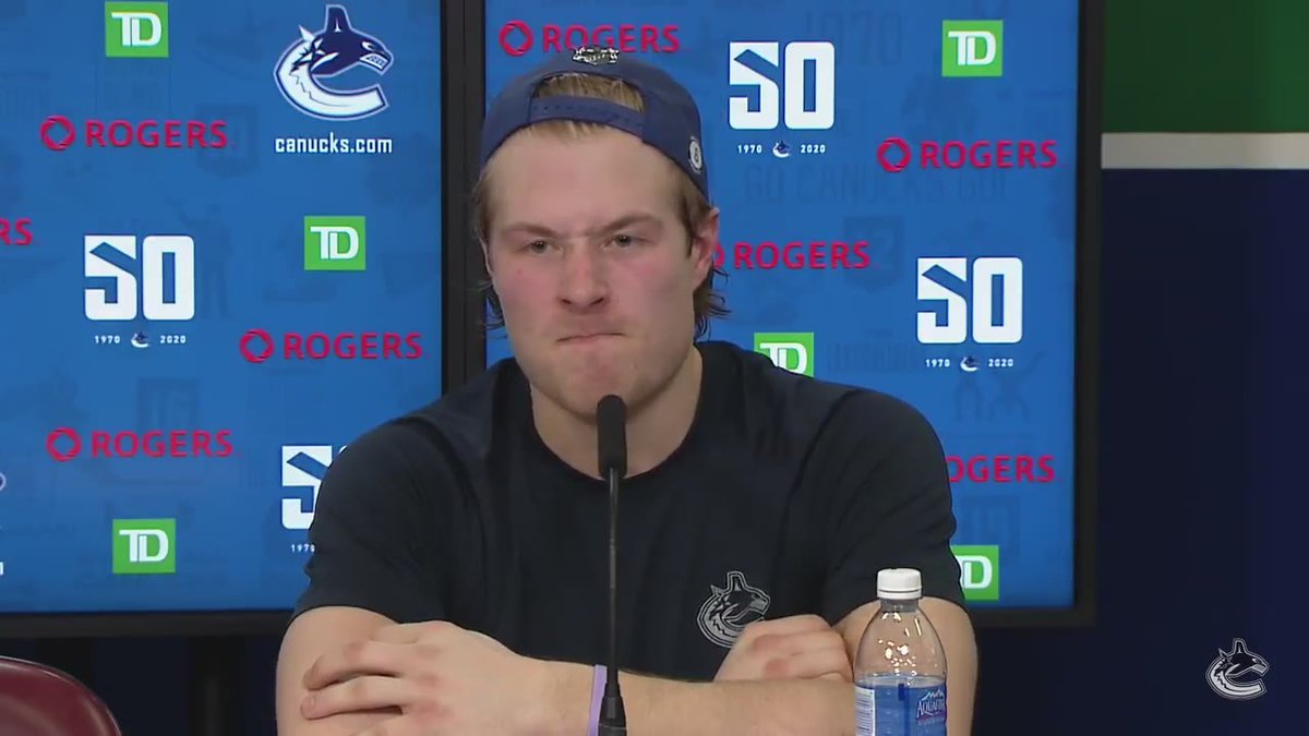Brock Boeser at media availability is an angry puppy, Exhibit A: