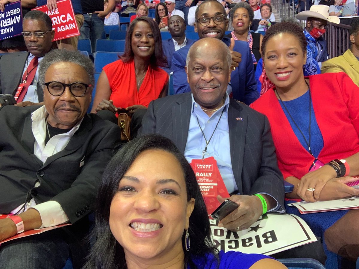 Imani_Barbarin's tweet photo. Conservatives: Don’t politicize Mr Cain’s death. 

Also conservatives: I couldn’t believe this would be the last time I’d see him in person. Look at that mask-free smile! Liberty or Death! https://t.co/cOqmp6VnnQ