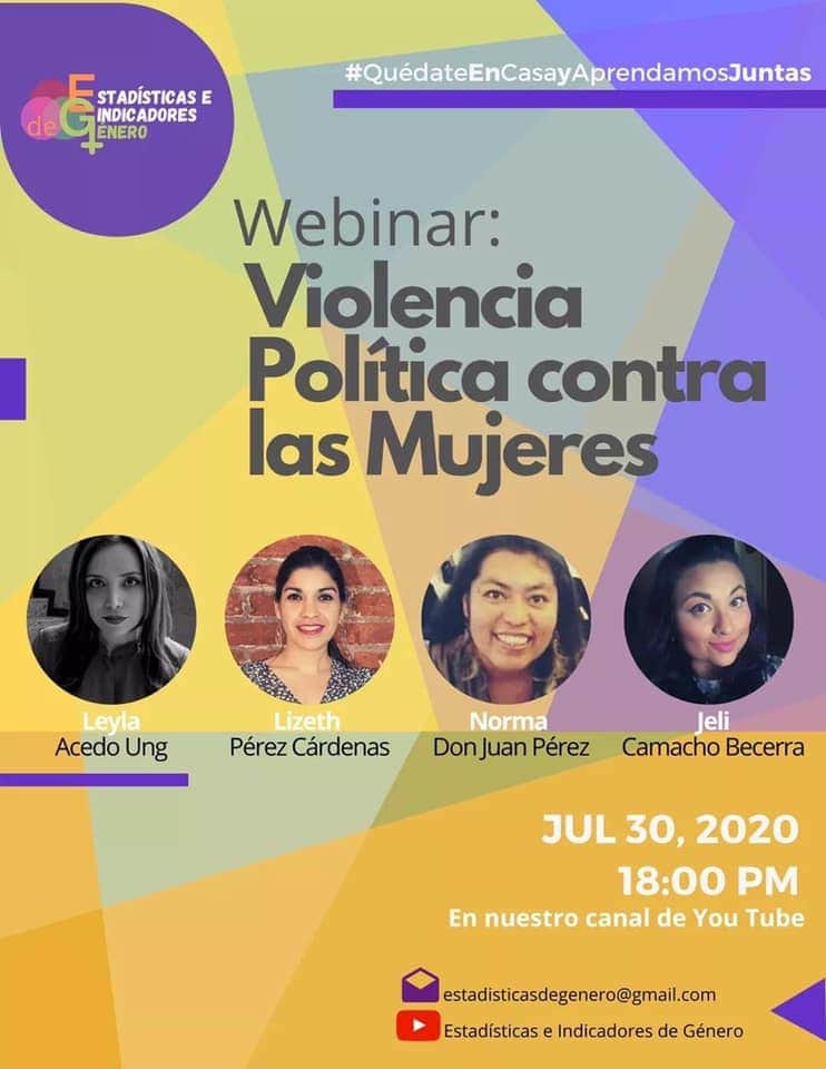 Karine_SalinasB's tweet photo. Ya está #EnVivo el #Webinar: #ViolenciaPolítica organizado por Estadísticas e Indicadores de Género (https://t.co/m1T7HEVaeP). Escuchemos a las expertas Jeli Camacho, Lizet Pérez y Norma Don Juan,
#Parlamentarias del #PrimerParlamento de #mujeres 💪🏼💜
➡️https://t.co/hvkvRTrXnD https://t.co/5Baqeb3FAm