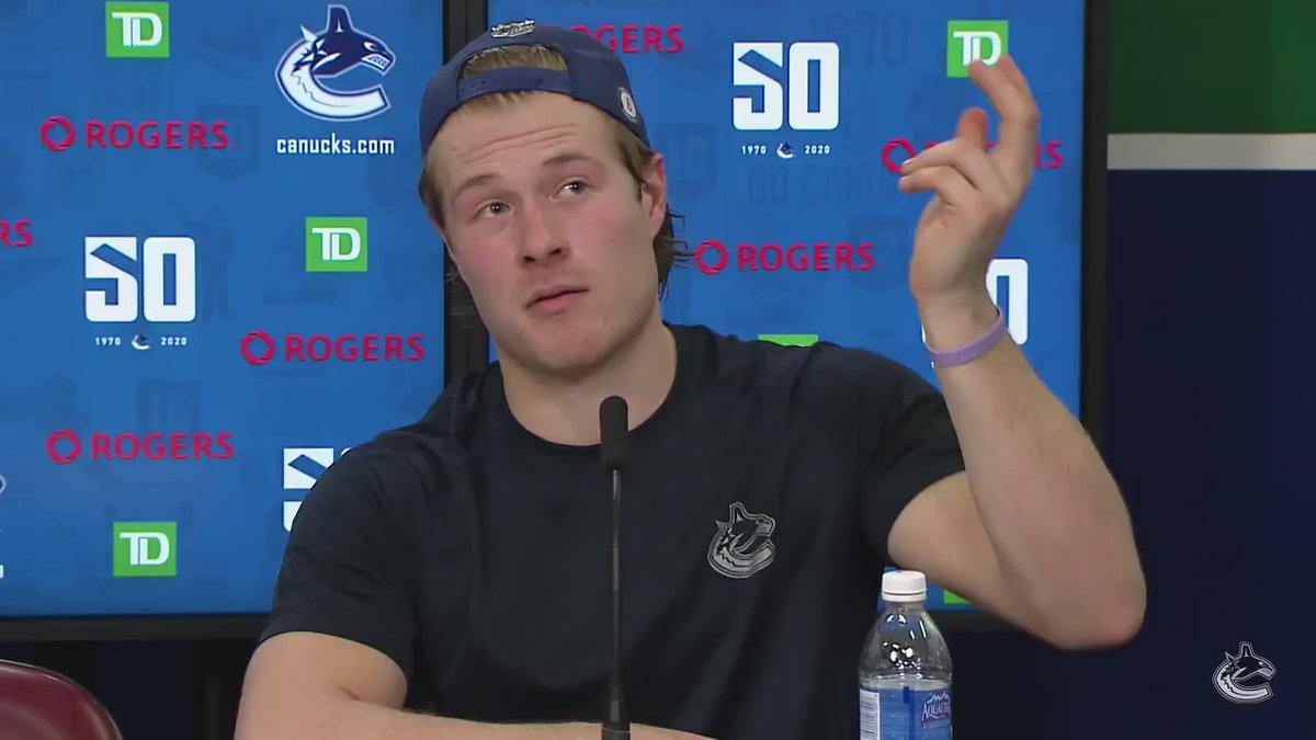 Brock Boeser at media availability is apparently just a Pomeranian, Exhibit B: