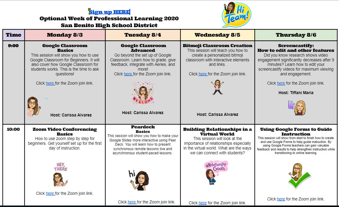 ElaineKlauer's tweet photo. Very excited to start some Professional Learning next week! Teachers teaching teachers all week long...#BalerSTRONG #SBHS #ELSupport #Peardeck #Zoom #Google #Bitmoji #Screencastify #Relationships #Collaboration #Formative #Flipgrid #Edpuzzle #Hyperdocs https://t.co/HQIvE1ez7d