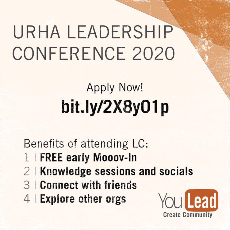 This year we’re going virtual!!!! Doesn’t matter if you’re living on campus or not, join <a href="/uturha/">Longhorn URHA</a> Leadership Conference 2020! #YouLead! Let’s create community together!
Bit.ly/2X8y01p
<a href="/UTHousing/">UT Housing</a> <a href="/UTexasStudents/">UT Student Affairs</a>