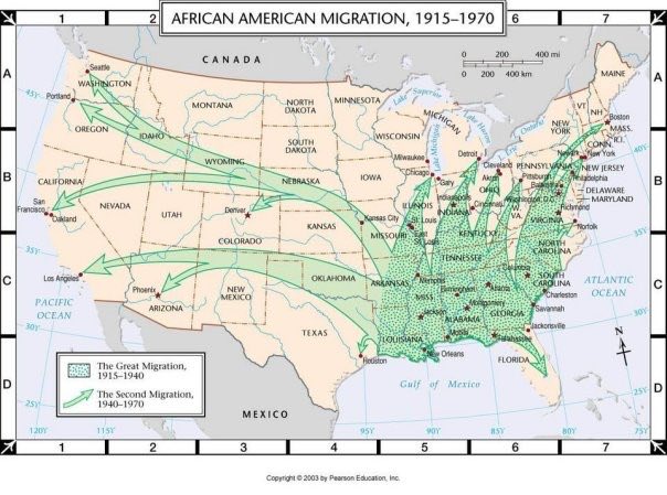 Both cities were destinations for African American families during the Great Migration (1915-1970), which was a huge demographic shift where millions of AA’s moved north and west to escape from poor economic conditions and racism upheld by Jim Crow laws in the South