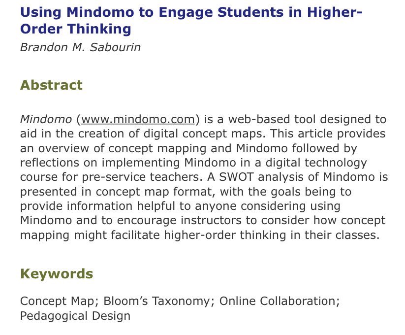 MrSabourin's tweet photo. Interested in a unique digital activity? Read about how my students engaged in digital concept mapping @mindomo in my latest article in Compass: A Journal of Learning and Teaching 
https://t.co/LmkLHpf28m https://t.co/Fcwsd0EwIh