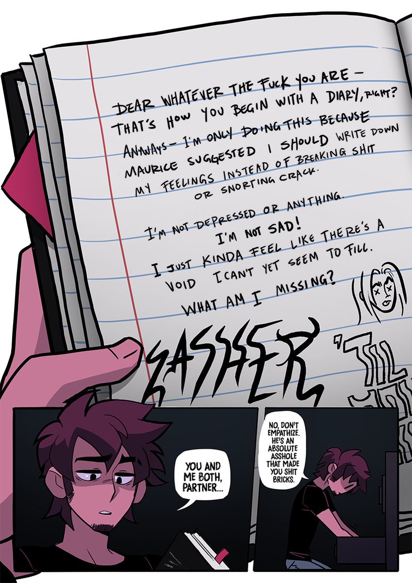 ? #VampSabbath update!
Special thanks to @pilldroid for the stickers and sketches on Logan's notebook! 

✖️Read from the beginning at https://t.co/ad0muXDbnr 