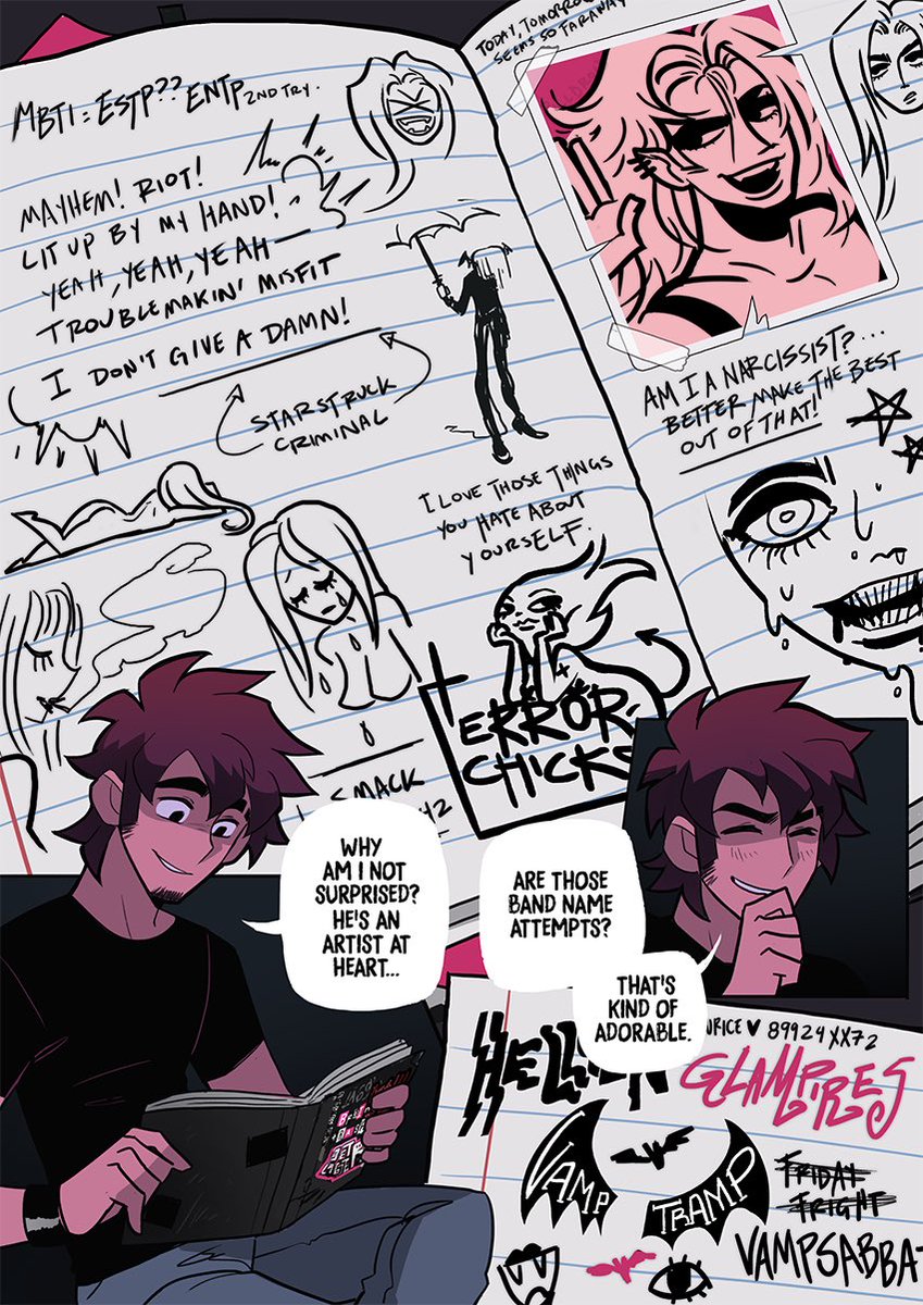 ? #VampSabbath update!
Special thanks to @pilldroid for the stickers and sketches on Logan's notebook! 

✖️Read from the beginning at https://t.co/ad0muXDbnr 