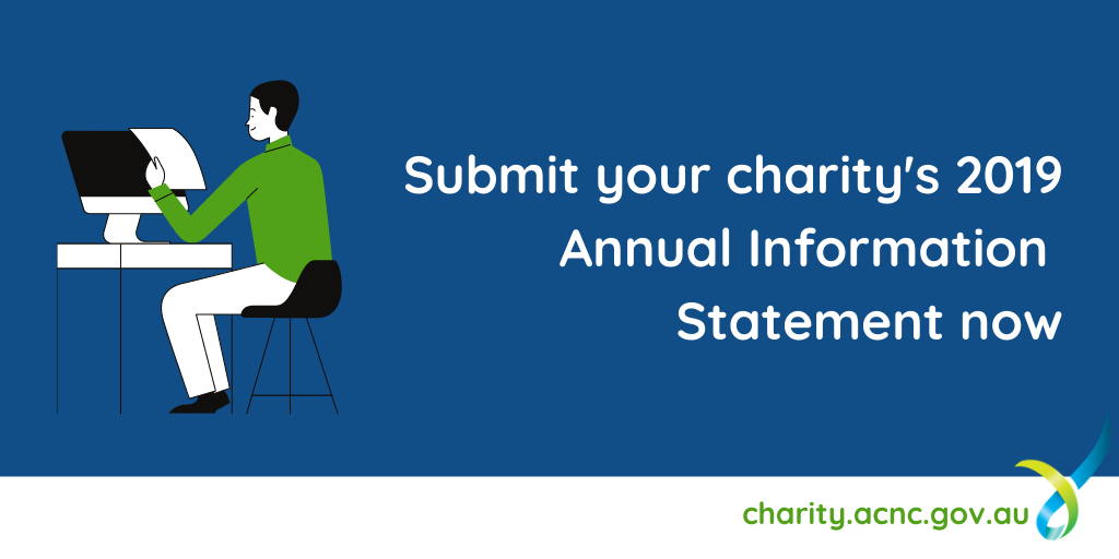 ACNC_gov_au's tweet photo. There is just one month left to submit your charity's 2019 Annual Information Statement. Submit via the Charity Portal as soon as possible to avoid the last minute rush: https://t.co/yl8KkYSucy https://t.co/XZLqHc7AlX