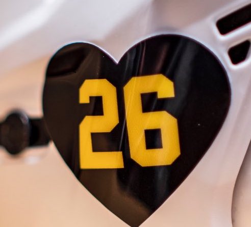 AzorcanGlobal's tweet photo. The @NHLBruins are wearing a number 26 decal on their helmets to honour the memory of Colby Cave. Classy.
#WeSkateForColby https://t.co/Y2HJKGi1Cg
