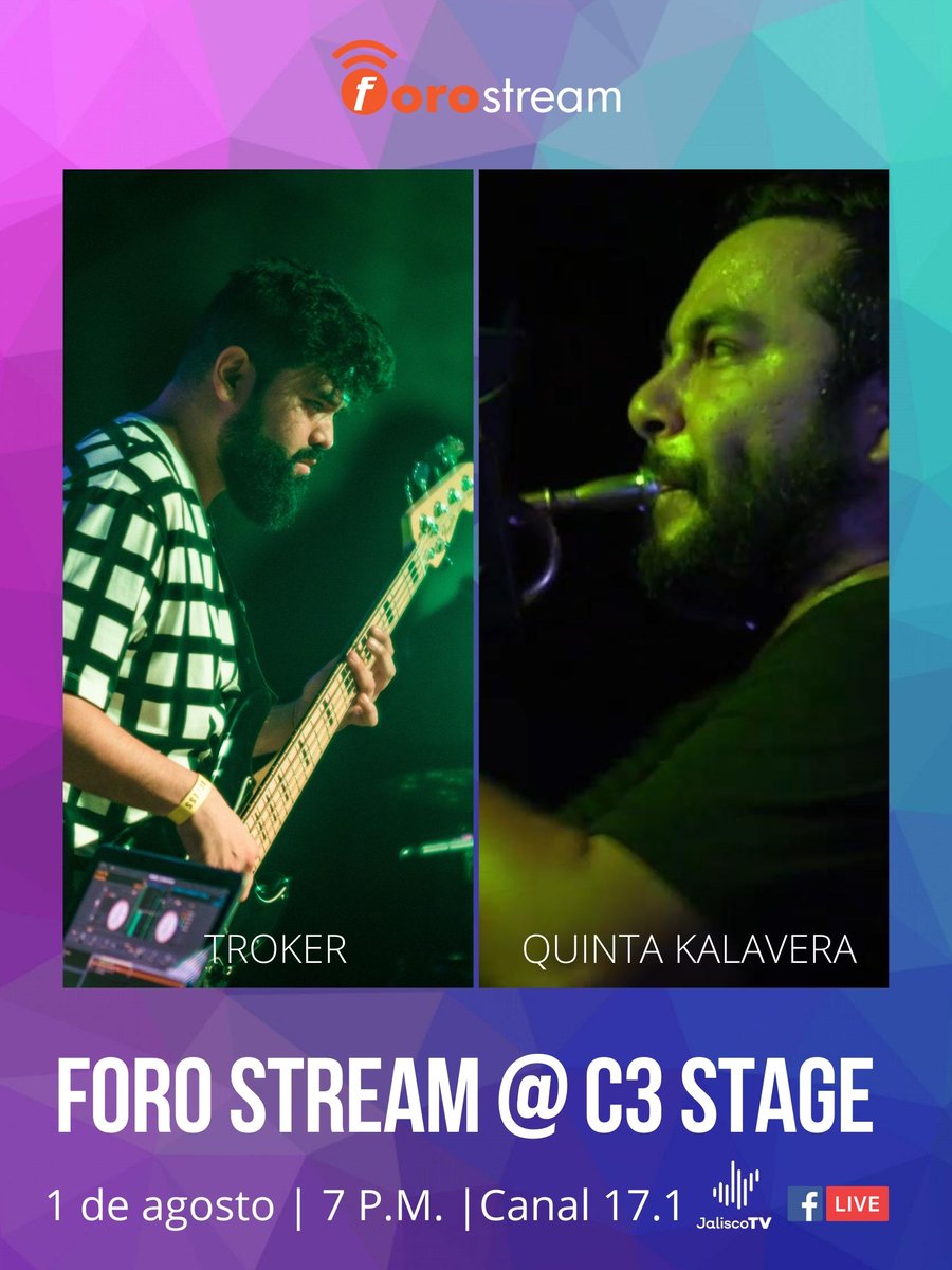 Revive el concierto de <a href="/trokerofficial/">Troker</a> y <a href="/Quinta_Kalavera/">Quinta kalavera</a> en el <a href="/C3Mexico/">C3 Stage</a> en el aniversario de <a href="/ForoStream/">ForoStream</a> por el canal 17.1 de <a href="/JaliscoTV/">JaliscoTV</a> y por Facebook live