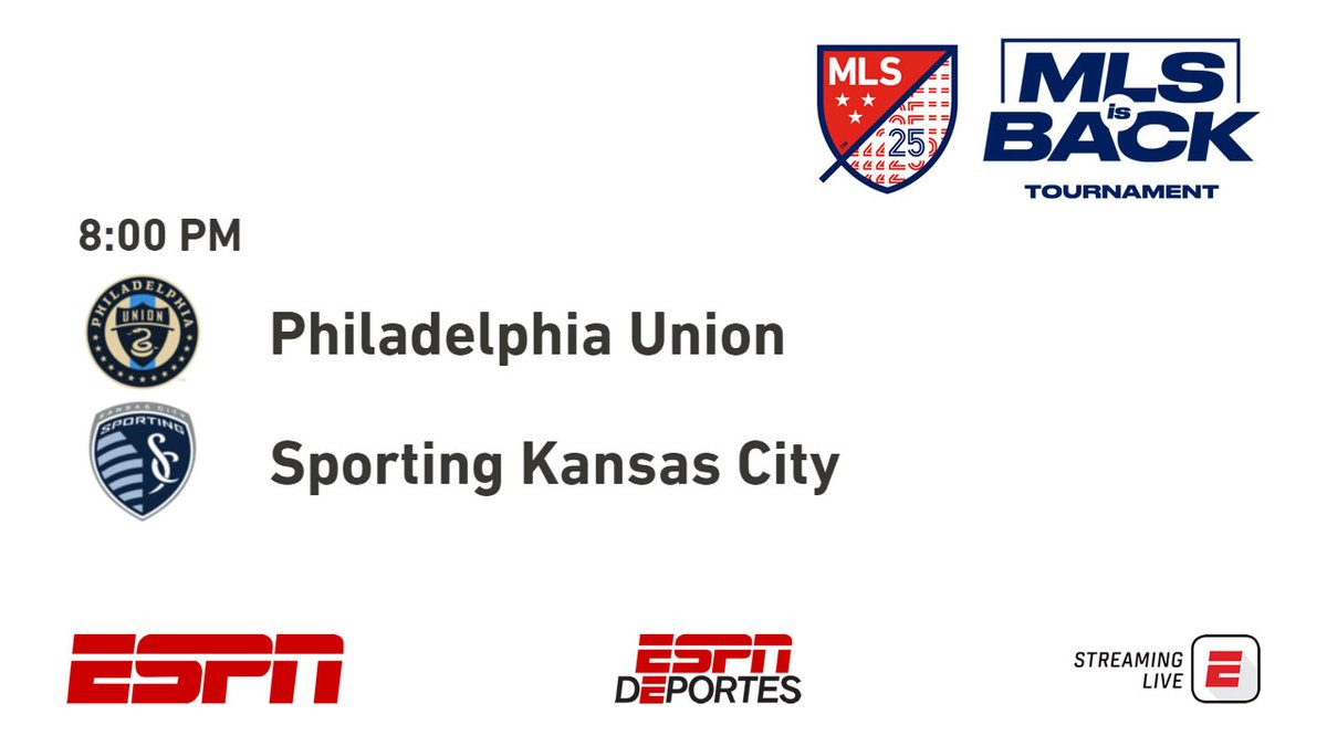 MikeylitoMLS's tweet photo. Watching: #MLSisBack Tournament - Knockout Stage
Quarterfinal: @PhilaUnion vs @SportingKC 
via @ESPN / @ESPNDeportes / #ESPNApp 
#PHIvSKC #PHISKC 
@MLS @MLSes @ESPNFC https://t.co/HPKK2tMyOB