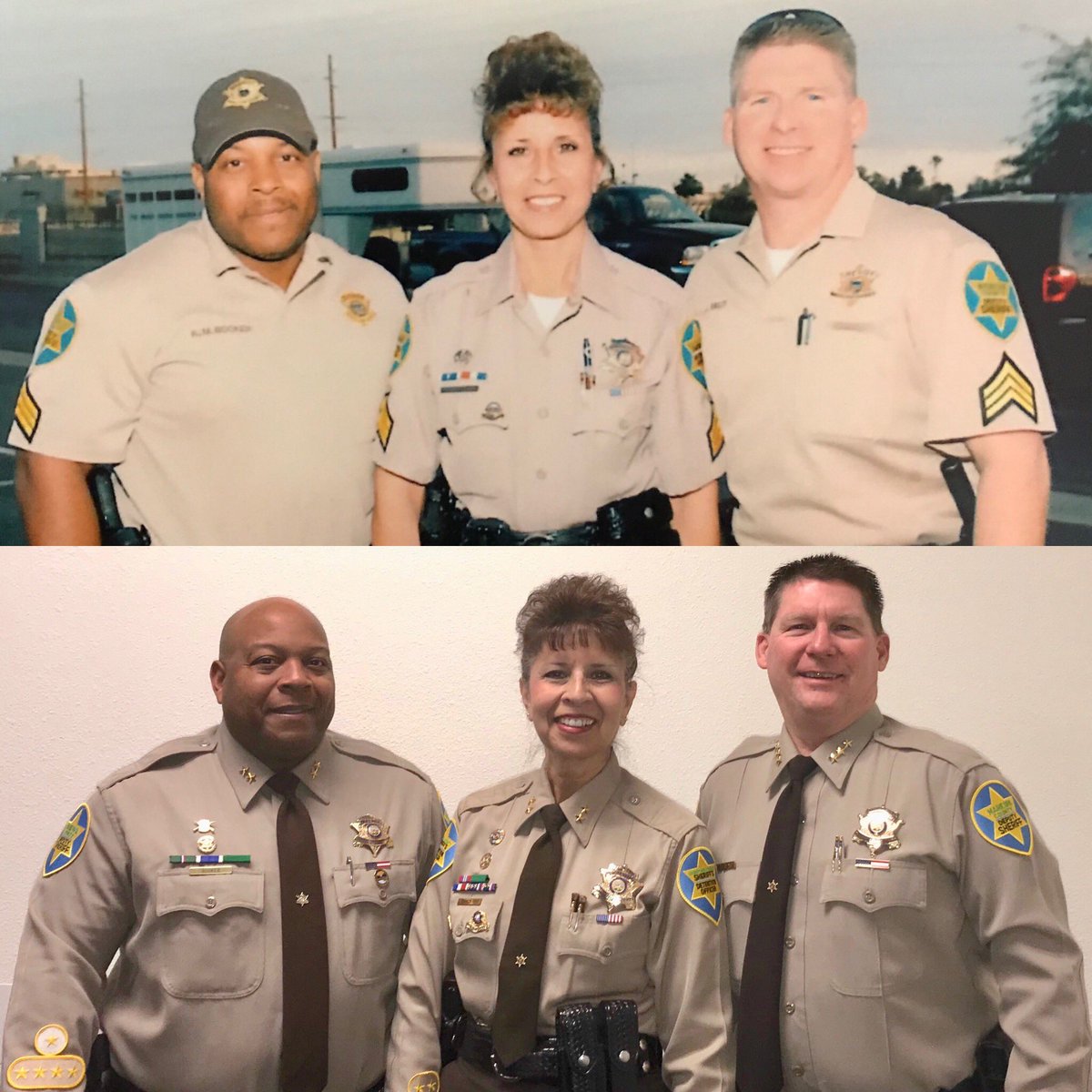 #Throwback con el Jefe Booker, la Jefa Barron-Irby, y el Jefe Bailey. ¡Han recorrido un largo camino juntos pero afortunadamente no han envejecido ni un día! 
#tbt #ThrowBackThursday #AhoravsAntes