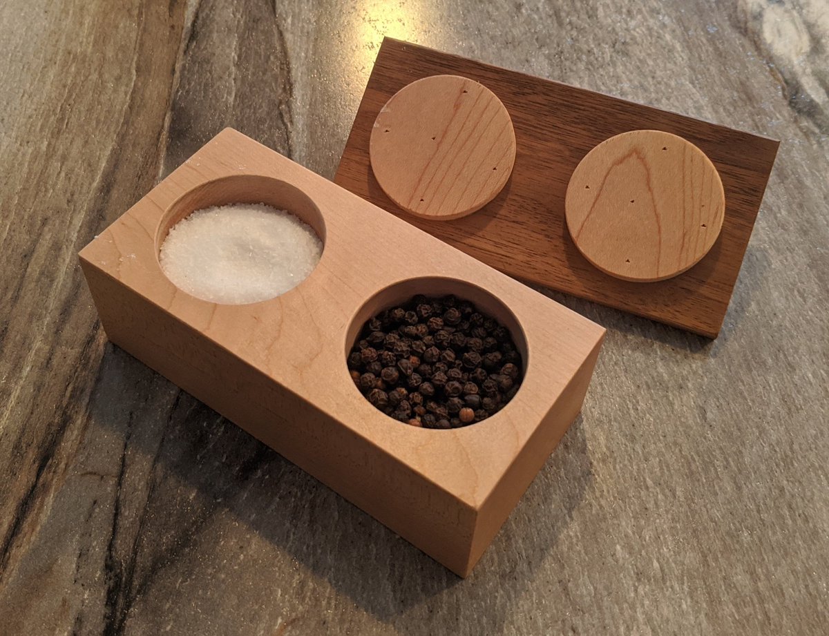 woodnutiam's tweet photo. Salt and Pepper cellar. 
Prefect little display piece for your table. 
Made from solid maple and walnut. https://t.co/sXhie88h5A