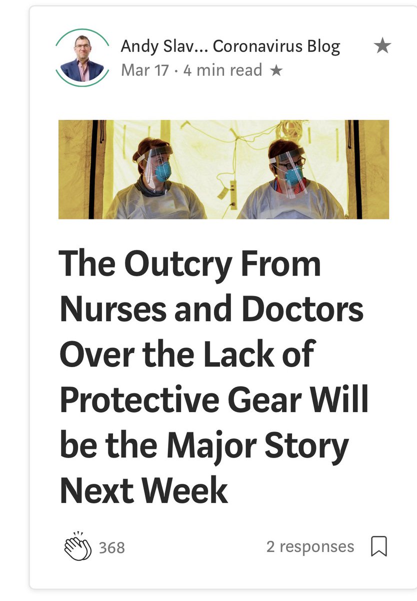 I also saw we wouldn’t have enough gear or tests and that given these lack of tools with a number of others launched  #StayHome   as well as ProjectN95.Medium has many of the things I wrote... 6/