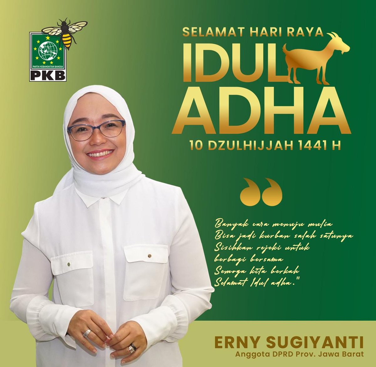 Selamat Hari Raya idul adha
1. Semoga kurbannya lancar
2. Semoga sholat id nya diterima
3. Semoga nyatenya sukses😁😁

#iduladha1441h #pkbday #kuyberbagi