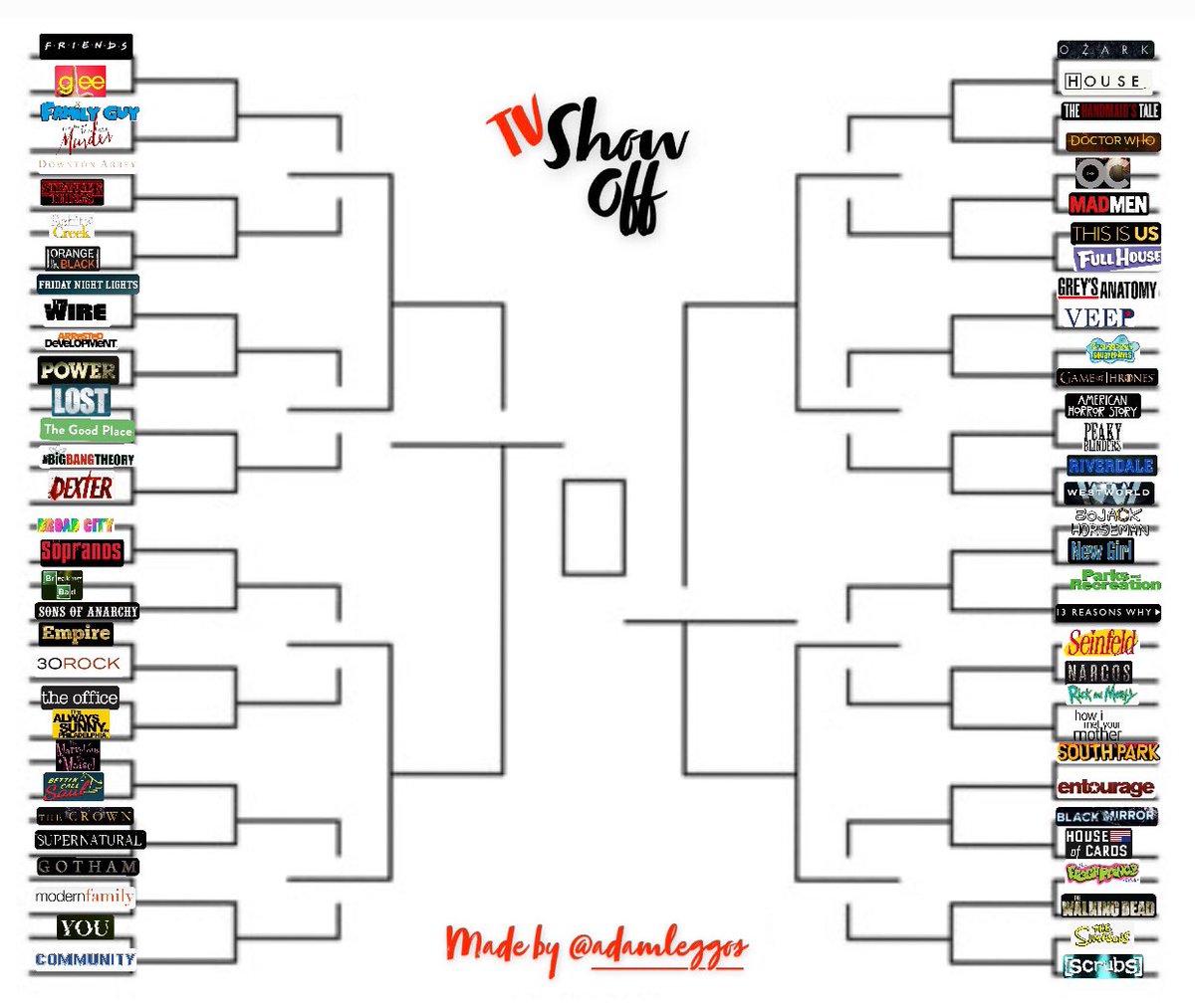 adamleggos's tweet photo. 🚨Round 1 Starts Now🚨
The #TVShowOff is here! (I’m having too much fun with this 😝) Who will be crowned champion? 🏆 Who will be eliminated early? 😬 Make your predictions and VOTE below👇🏽Also, please like, retweet, and/or campaign for your favorites along the way 😉🤪 https://t.co/6S82R8MFXl