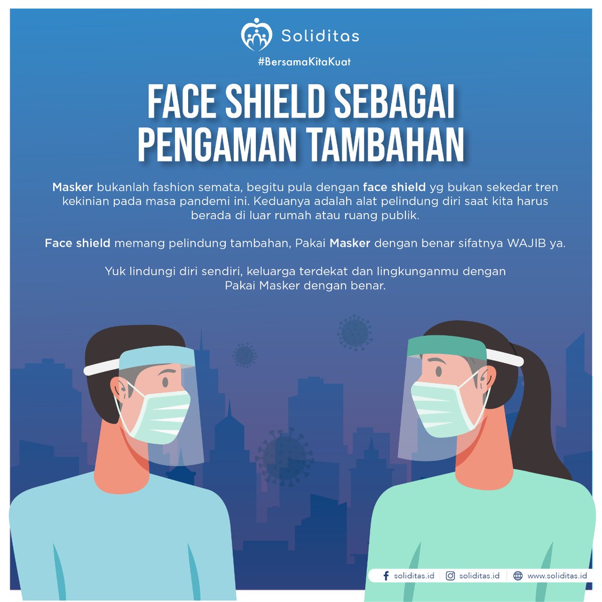 Soliditas_ID's tweet photo. Face shield memang pelindung tambahan, Pakai Masker dengan benar sifatnya WAJIB ya Sahabat.

Yuk lindungi diri sendiri, keluarga terdekat dan lingkunganmu dengan Pakai Masker dengan benar (2)
#bersamakitakuat https://t.co/iN8rR4AxNp