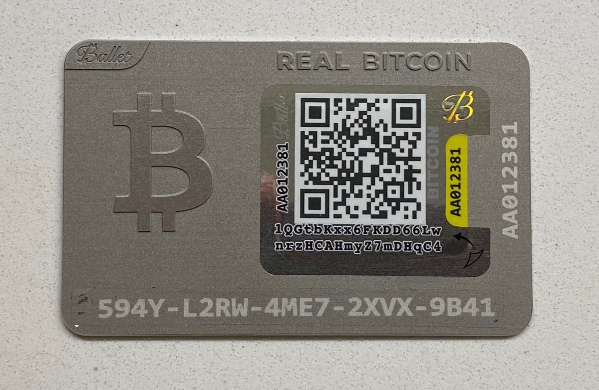 The 2nd wallet, I will reveal the scratch-off area, giving you the full  BIP38 passphrase: 594Y-L2RW-4ME7-2XVX-9B41 Also 1.0 BTC on this wallet. You  can verify using @BalletCrypto mobile app w/ this BTC