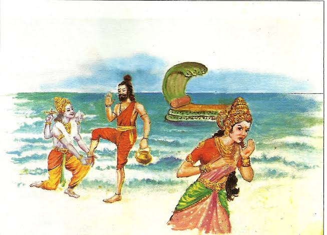 When Deva pressed the 3rd eye there, brighu got realizations and his ego was destroyed. He then asks for pardon fro the maha vishnu. Meanwhile Mahalakshmi finds it disrespectful tht brighu hits at Devas chest where she lives & upon it comforting maharshi Vakshasthala lakshmi