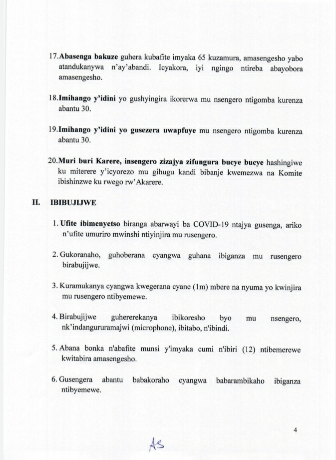 Minisiteri y'Ubutegetsi bw'Igihugu yasohoye amabwiriza mashya agenga imikoreshereze y'insengero mu gihe cya COVID-19