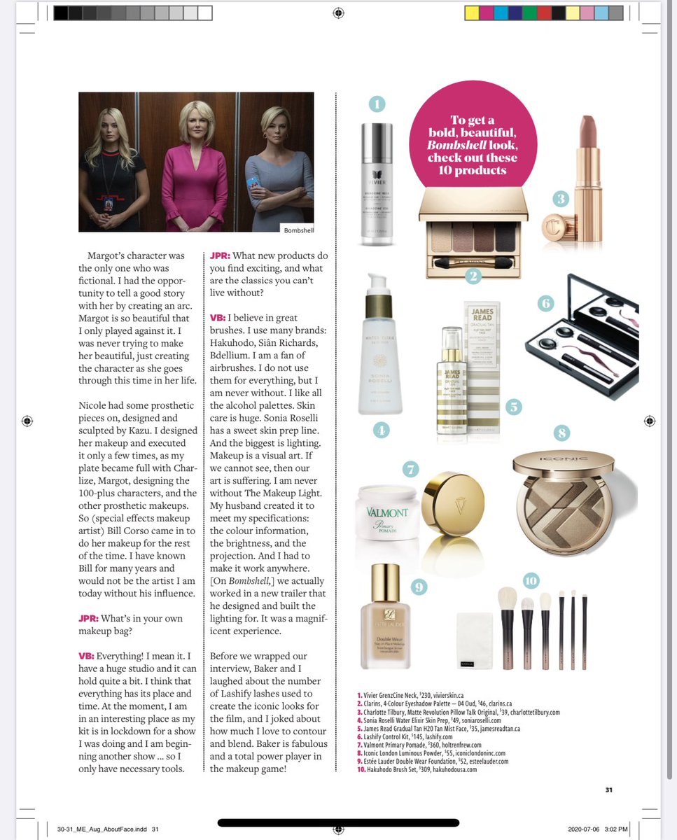 Jpricchio's tweet image. My interview with @TheAcademy @BAFTA @TheEmmys award winning make up artist #vivianbaker chatting with me all about @bombshellmovie  for @MovieEntMag