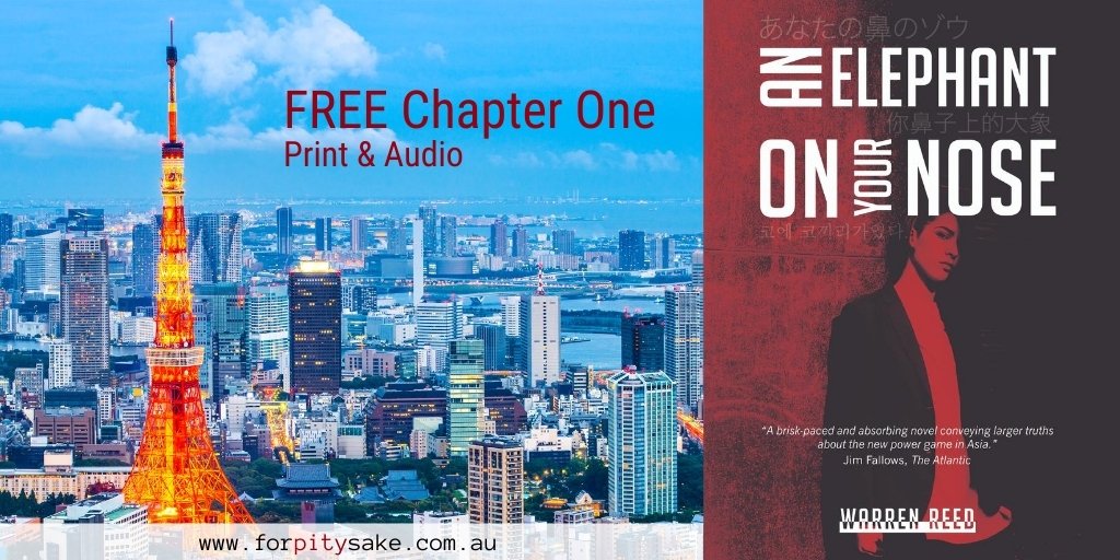 For_Pity_Sake's tweet photo. Wondering what to do now the #TokyoOlympics has been postponed? How about #reading or #listening to the 1st chapter of #WarrenReed's #AnElephantonYourNose #spythriller set in #Japan? https://t.co/tOlkIMEJ5A https://t.co/unCG8z6VlM