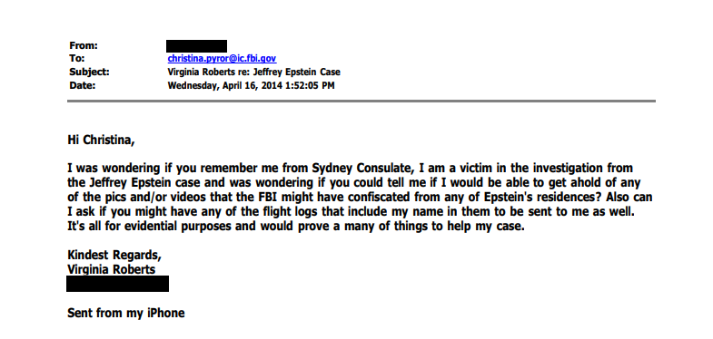 Heartbreaking - The minor victim was asking the FBI for the evidence (photos and videos) they seized from Epstein.Why?So she could prosecute her civil case.