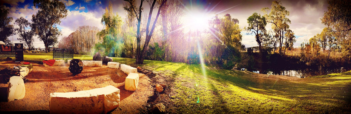 We built a Yarning Circle in our local park to make a place where people can sit and talk and just be.All sorts of people go there now, locals, tourists, people having committee meetings lolHere comes some pics