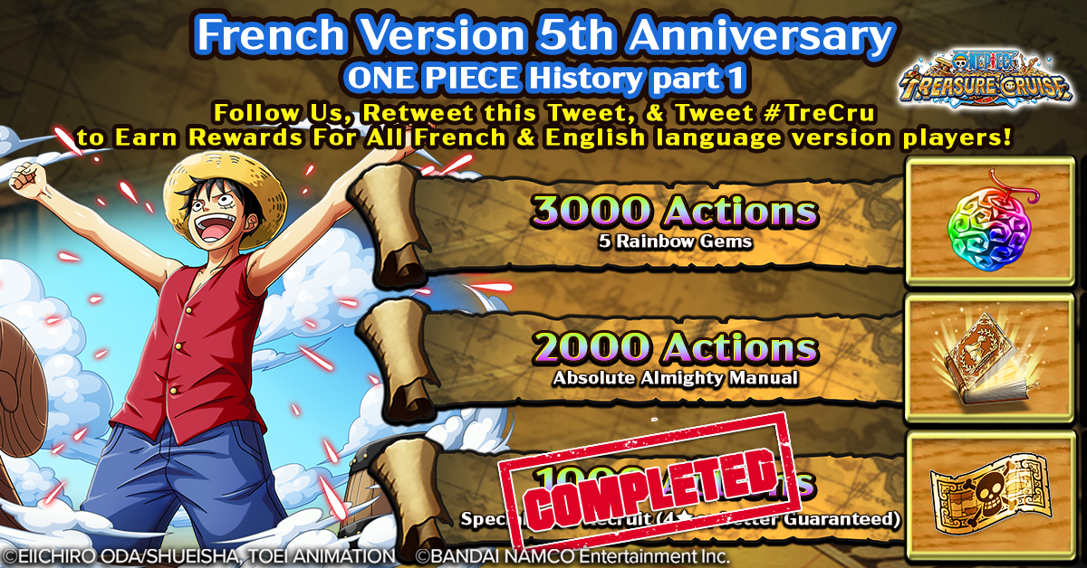 ONE_PIECE_TC's tweet photo. Hey Nakama,
 
We've cleared the first goal! In fact, we're actually very close to hitting our second goal, so let's keep it up and earn those rewards! https://t.co/C6QDGL2Y1H