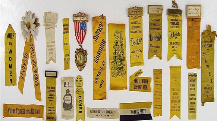 Sunflower yellow was the only good thing to come out of the 1867 referendum in Kansas. Local suffragists made cloth ribbons in the color of the state flower >> yellow caught on as “the distinguishing badge of the woman suffrage army.” It eventually became NAWSA’s official color.