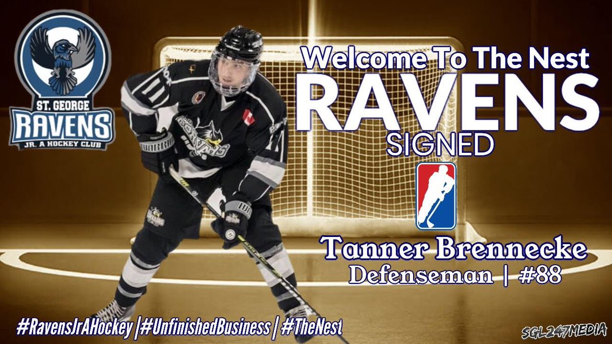 StGeorgeRavens's tweet photo. Ravens are pleased to announce the signing of GOJHL Veteran, Tanner Brennecke. Adding some more top end talent to our powerhouse of a defensive core. #RavensForever #GoRavensGo https://t.co/DrfXfdEG7w