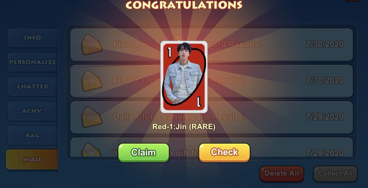 final leaderboard ended and ah... the rare red card reward is useless. cant even consider this rare tbh  give me a red card i need please uno 우노가 왜 이렇겠어... ㅠㅠ 나는 포기하고싶다... #UNOxBTS  @UNOMobileGame  @BTS_twt